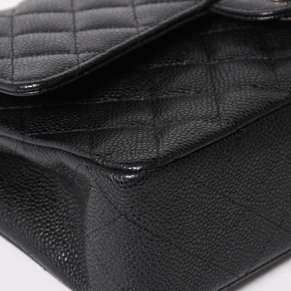 新品同様 CHANEL シャネル マトラッセ25 ダブルチェーンショルダー ダブルフラップ 14番台 ココマーク キャビアスキン ブラック シルバー金具 中古 4a004468