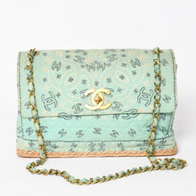 画像をギャラリービューアに読み込む, CHANEL シャネル デカマトラッセ33 Sフラップ Sチェーンショルダーバッグ ココマーク ペイズリー ライトブルー ゴールド金具 良品 中古 4a004589