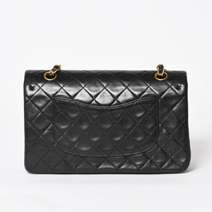 CHANEL シャネル マトラッセ25 Wフラップ Wチェーンショルダーバッグ 4番台 ラムスキン ココマーク ブラック ゴールド金具 美品 中古 4a004239