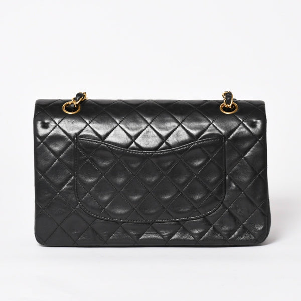 CHANEL シャネル マトラッセ25 Wフラップ Wチェーンショルダーバッグ 4番台 ラムスキン ココマーク ブラック ゴールド金具 美品 中古 4a004239