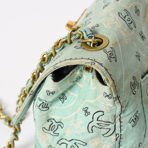CHANEL シャネル デカマトラッセ33 Sフラップ Sチェーンショルダーバッグ ココマーク ペイズリー ライトブルー ゴールド金具 良品 中古 4a004589