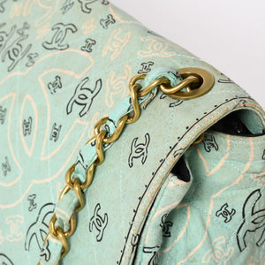 CHANEL シャネル デカマトラッセ33 Sフラップ Sチェーンショルダーバッグ ココマーク ペイズリー ライトブルー ゴールド金具 良品 中古 4a004589