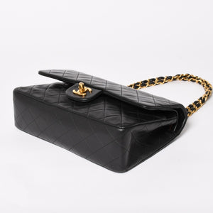 CHANEL シャネル マトラッセ25 Wフラップ Wチェーンショルダーバッグ 4番台 ラムスキン ココマーク ブラック ゴールド金具 美品 中古 4a004239