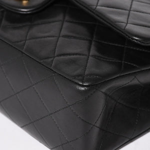 CHANEL シャネル マトラッセ25 Wフラップ Wチェーンショルダーバッグ 4番台 ラムスキン ココマーク ブラック ゴールド金具 美品 中古 4a004239