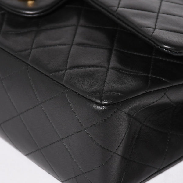 CHANEL シャネル マトラッセ25 Wフラップ Wチェーンショルダーバッグ 4番台 ラムスキン ココマーク ブラック ゴールド金具 美品 中古 4a004239