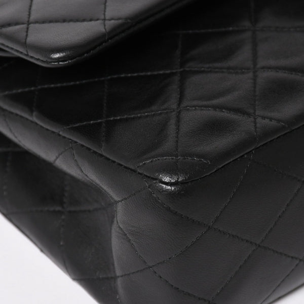 CHANEL シャネル マトラッセ25 Wフラップ Wチェーンショルダーバッグ 4番台 ラムスキン ココマーク ブラック ゴールド金具 美品 中古 4a004239