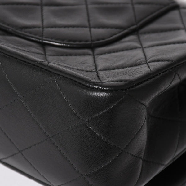 CHANEL シャネル マトラッセ25 Wフラップ Wチェーンショルダーバッグ 4番台 ラムスキン ココマーク ブラック ゴールド金具 美品 中古 4a004239