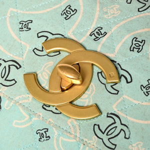 CHANEL シャネル デカマトラッセ33 Sフラップ Sチェーンショルダーバッグ ココマーク ペイズリー ライトブルー ゴールド金具 良品 中古 4a004589