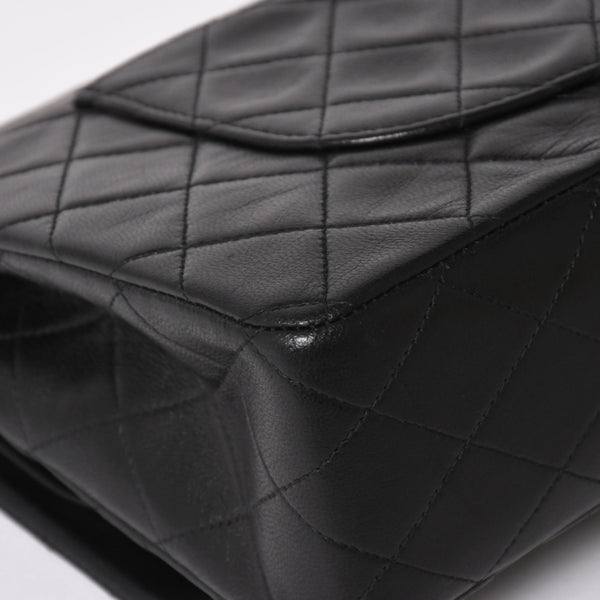 CHANEL シャネル マトラッセ25 Wフラップ Wチェーンショルダーバッグ 4番台 ラムスキン ココマーク ブラック ゴールド金具 美品 中古 4a004239