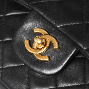 CHANEL シャネル マトラッセ25 Wフラップ Wチェーンショルダーバッグ 4番台 ラムスキン ココマーク ブラック ゴールド金具 美品 中古 4a004239