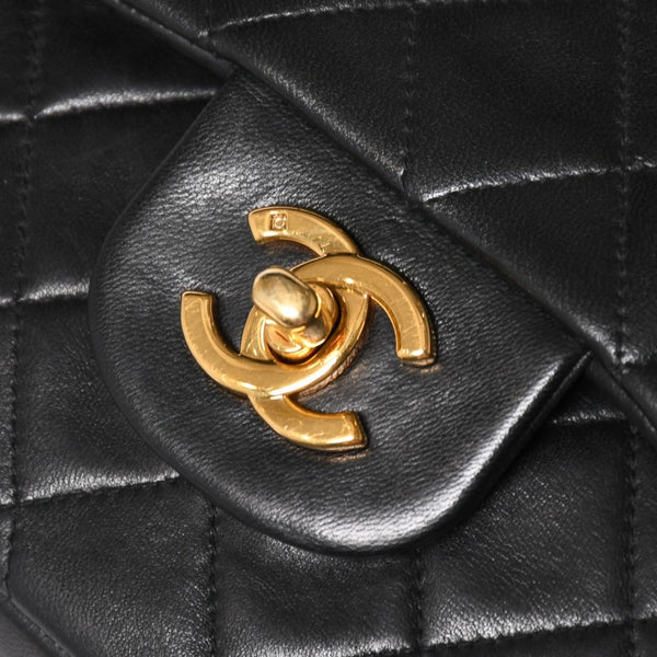 CHANEL シャネル マトラッセ25 Wフラップ Wチェーンショルダーバッグ 4番台 ラムスキン ココマーク ブラック ゴールド金具 美品 中古 4a004239