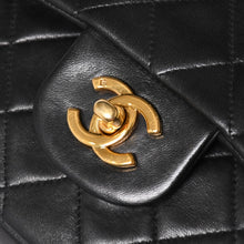 画像をギャラリービューアに読み込む, CHANEL シャネル マトラッセ25 Wフラップ Wチェーンショルダーバッグ 4番台 ラムスキン ココマーク ブラック ゴールド金具 美品 中古 4a004239