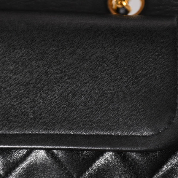 CHANEL シャネル マトラッセ25 Wフラップ Wチェーンショルダーバッグ 4番台 ラムスキン ココマーク ブラック ゴールド金具 美品 中古 4a004239