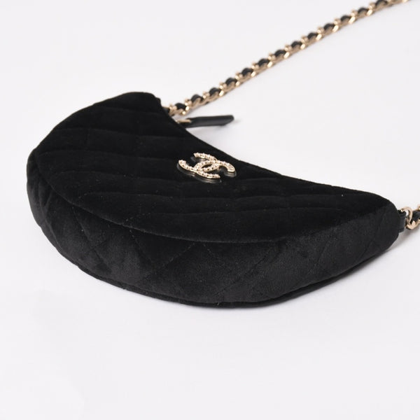 新品同様 CHANEL シャネル マトラッセ チェーンショルダー ランダム番台 2024イヤーズギフト ベロア レザー ブラック 中古 4a004471