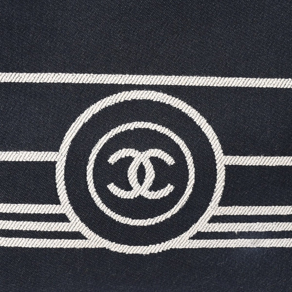 CHANEL シャネル 2WAYトートバッグ A92241 ココマーク デニム レザー ネイビー ブラウン シルバー金具 美品 中古 4a004602