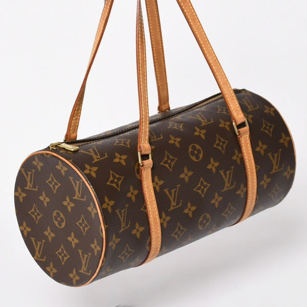 LOUIS VUITTON Papillon 30 GM Handbag M51365 Monogram Gold Metal Fittings Cylindrical Good Condition Used 4a004616