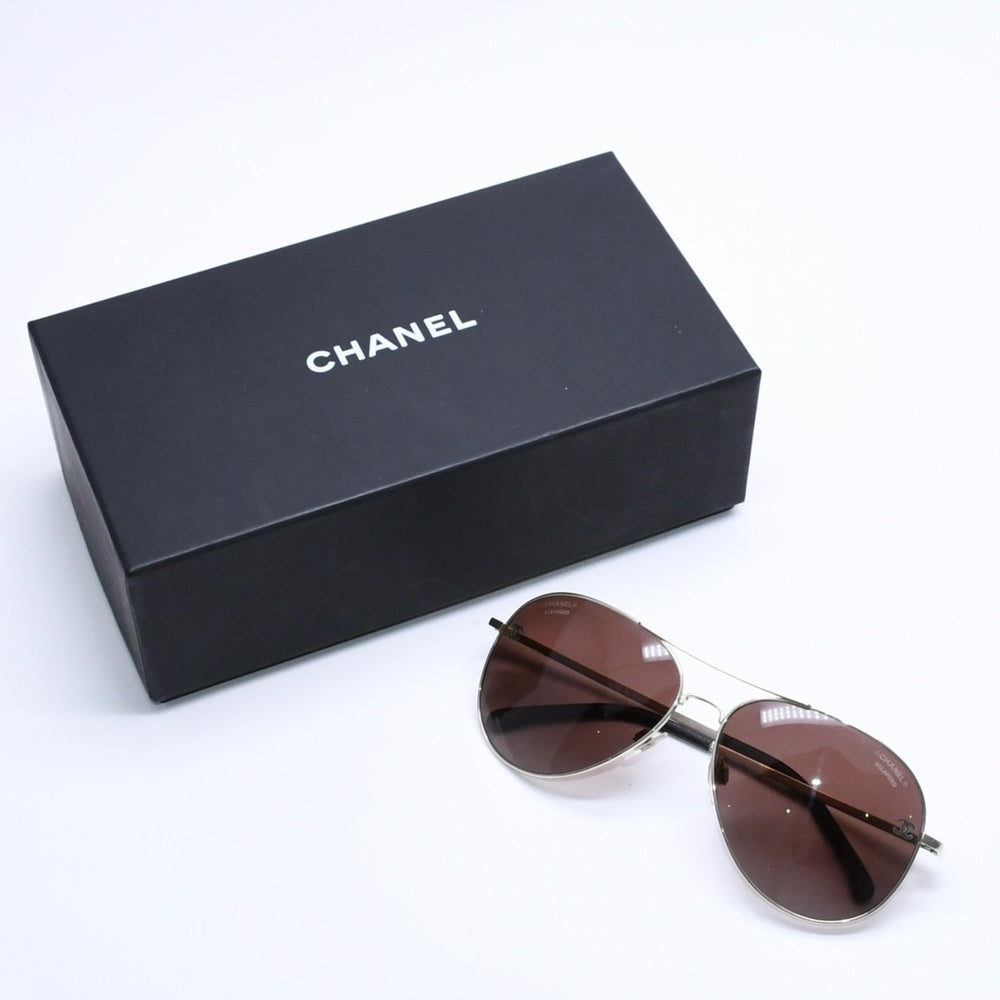 極美品 CHANEL シャネル サングラス アイウェア ココマーク 4189-T-Q.N395/S91678/3 サイズ59□14 135 ブラウン 中古 4a004483