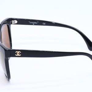CHANEL Flower Frame Sunglasses Black Frame Side Coco Mark Black 71186A Good Condition Used 4a004473