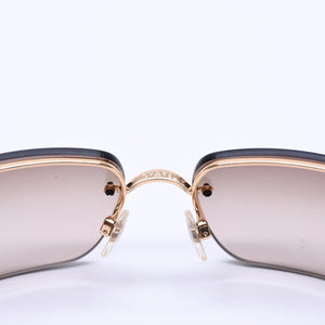 CHANEL シャネル ハーフリム サングラス 4092-B c.125/13 サイズ62□15 120 ココマーク ラインストーン ブラウン 美品 中古 4a004482