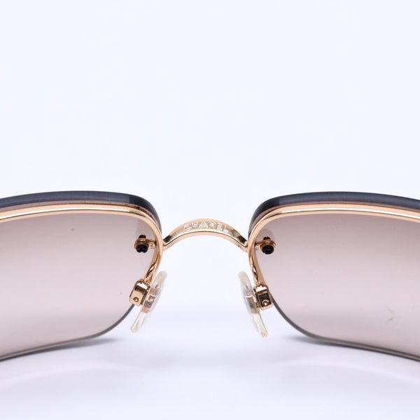 CHANEL シャネル ハーフリム サングラス 4092-B c.125/13 サイズ62□15 120 ココマーク ラインストーン ブラウン 美品 中古 4a004482