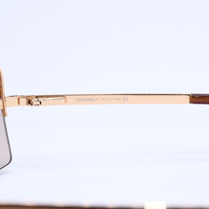CHANEL シャネル ハーフリム サングラス 4092-B c.125/13 サイズ62□15 120 ココマーク ラインストーン ブラウン 美品 中古 4a004482
