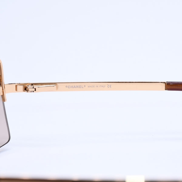 CHANEL シャネル ハーフリム サングラス 4092-B c.125/13 サイズ62□15 120 ココマーク ラインストーン ブラウン 美品 中古 4a004482