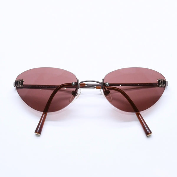 CHANEL Rimless Sunglasses Eyewear 4003 c.116/75 Size 53□19 130 Coco Mark Brown Good Condition Used 4a004594