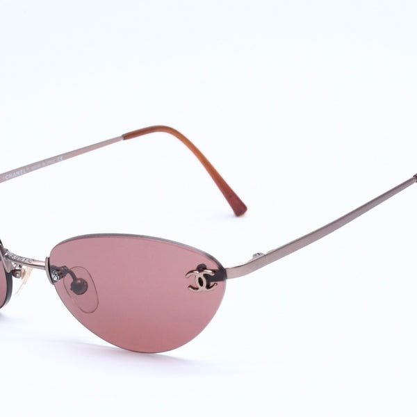 CHANEL Rimless Sunglasses Eyewear 4003 c.116/75 Size 53□19 130 Coco Mark Brown Good Condition Used 4a004594