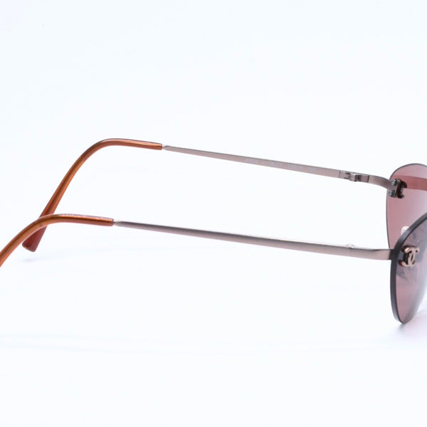 CHANEL Rimless Sunglasses Eyewear 4003 c.116/75 Size 53□19 130 Coco Mark Brown Good Condition Used 4a004594