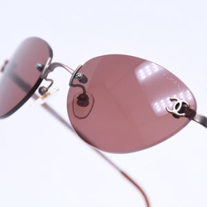 CHANEL Rimless Sunglasses Eyewear 4003 c.116/75 Size 53□19 130 Coco Mark Brown Good Condition Used 4a004594