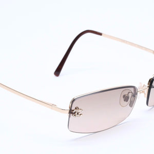 極美品 CHANEL シャネル サングラス アイウェア 4093-B c.125/13 サイズ56□16 130 ココマーク ラインストーン ブラウン 中古 4a004479