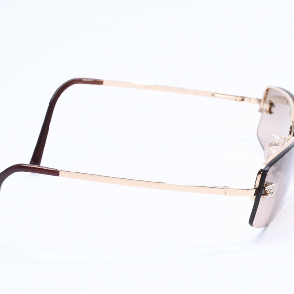 極美品 CHANEL シャネル サングラス アイウェア 4093-B c.125/13 サイズ56□16 130 ココマーク ラインストーン ブラウン 中古 4a004479