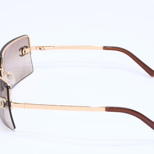 CHANEL シャネル ハーフリム サングラス 4092-B c.125/13 サイズ62□15 120 ココマーク ラインストーン ブラウン 美品 中古 4a004482
