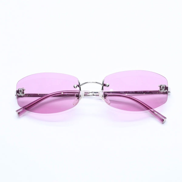 Very Good Condition CHANEL Rimless Sunglasses Eyewear 4002 c.124/76 Size 57□19 130 Coco Mark Pink Used 4a004491
