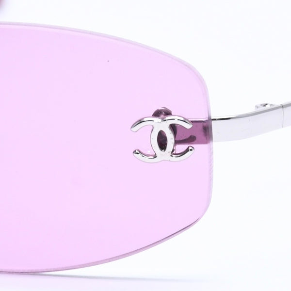 Very Good Condition CHANEL Rimless Sunglasses Eyewear 4002 c.124/76 Size 57□19 130 Coco Mark Pink Used 4a004491