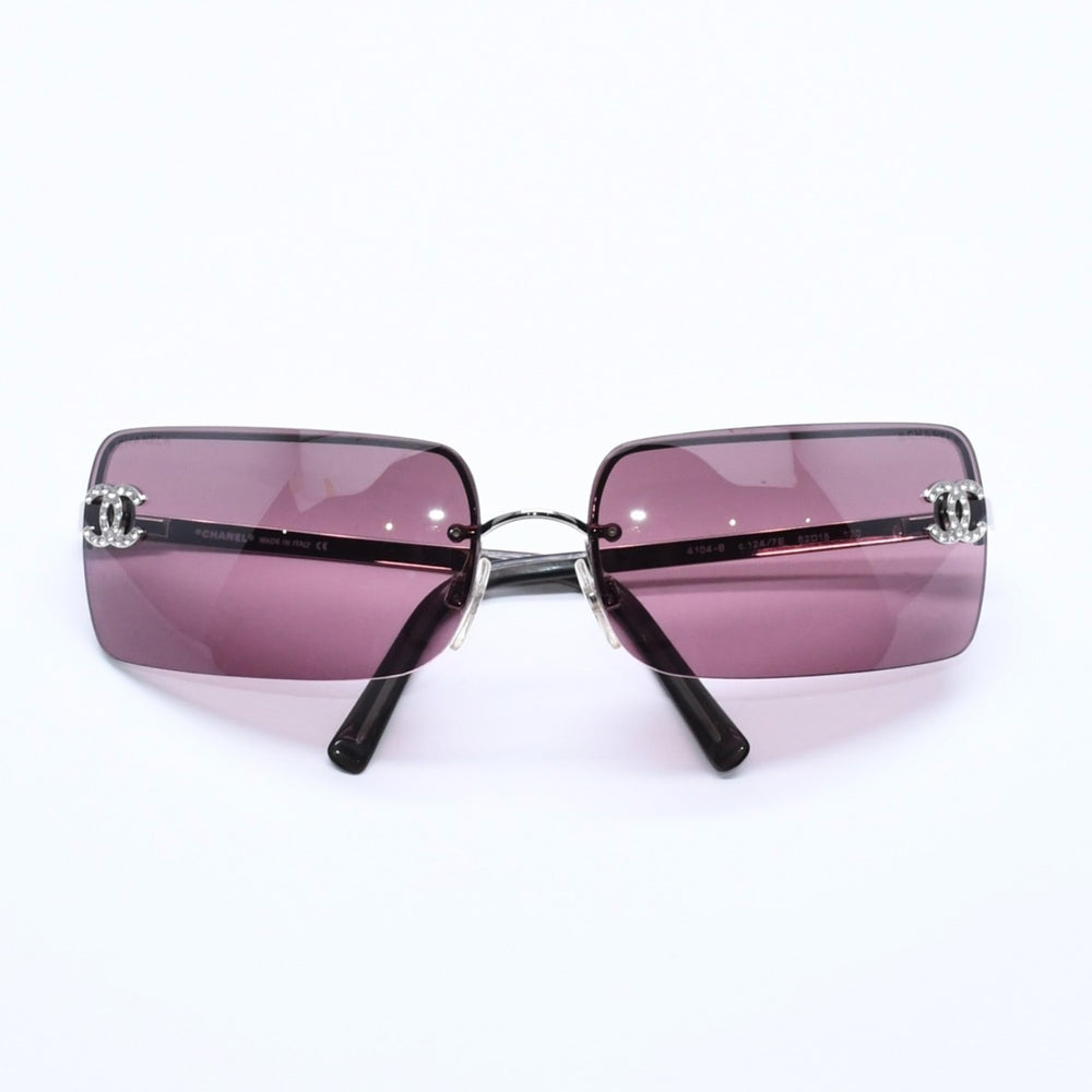 新品未使用 CHANEL シャネル ハーフリム サングラス アイウェア 4104-B c.124/7E サイズ62□15 120 ココマーク 中古 4a004481