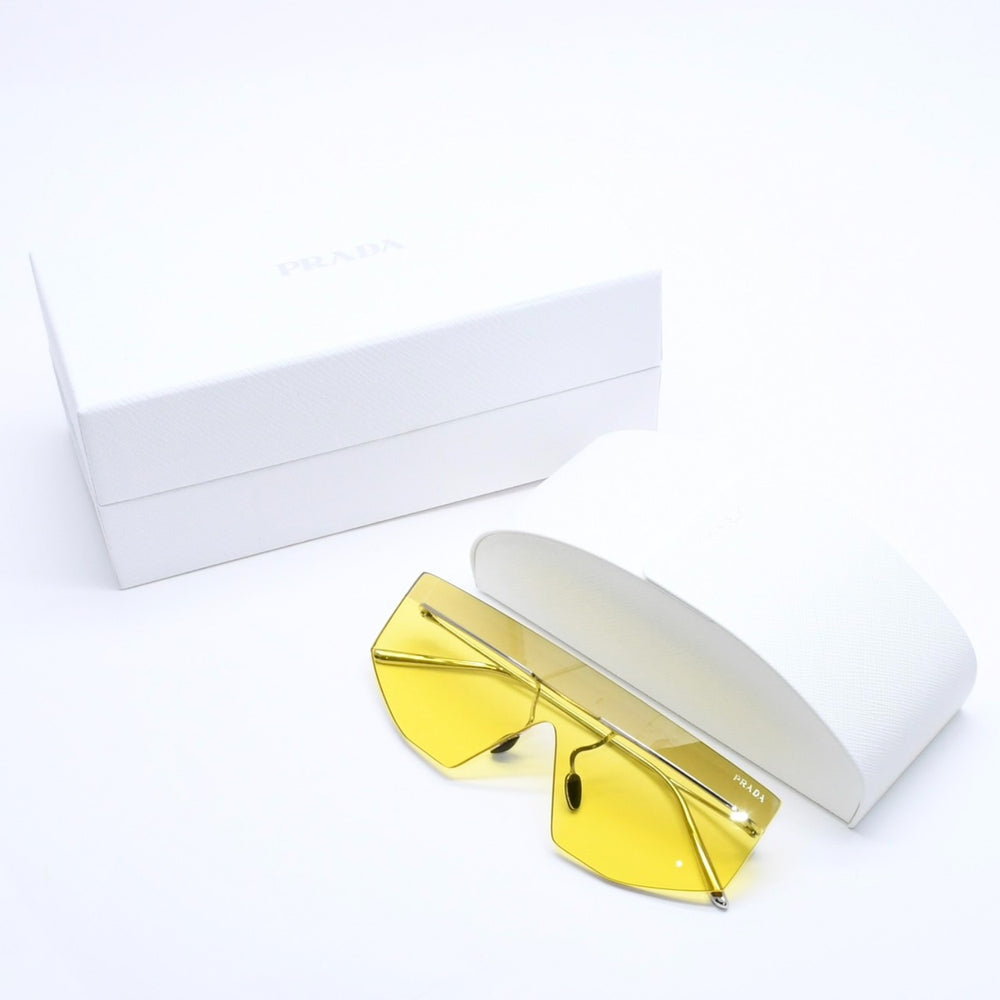 新品未使用品 PRADA プラダ Sunglasses サングラス アイウェア イエローレンズ シルバーテンプル SPRB55 1BC-20O 145 中古 4a004485