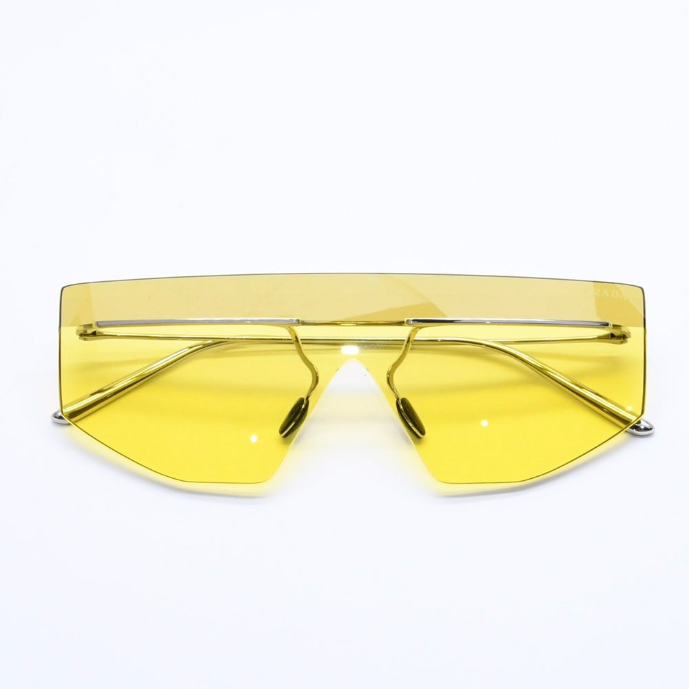 新品未使用品 PRADA プラダ Sunglasses サングラス アイウェア イエローレンズ シルバーテンプル SPRB55 1BC-20O 145 中古 4a004485