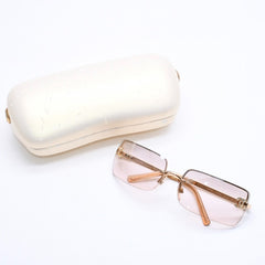 極美品 CHANEL シャネル ハーフリム サングラス アイウェア 4104-B c.125/8Z サイズ62□15 120 ココマーク ラインストーン 中古 4a004489
