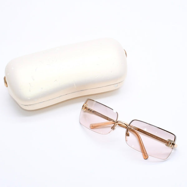 極美品 CHANEL シャネル ハーフリム サングラス アイウェア 4104-B c.125/8Z サイズ62□15 120 ココマーク ラインストーン 中古 4a004489