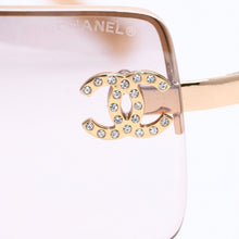 画像をギャラリービューアに読み込む, 極美品 CHANEL シャネル ハーフリム サングラス アイウェア 4104-B c.125/8Z サイズ62□15 120 ココマーク ラインストーン 中古 4a004489