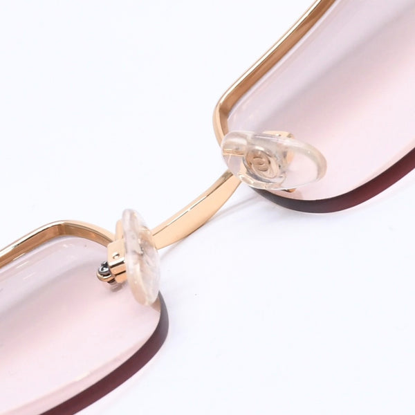 極美品 CHANEL シャネル ハーフリム サングラス アイウェア 4104-B c.125/8Z サイズ62□15 120 ココマーク ラインストーン 中古 4a004489