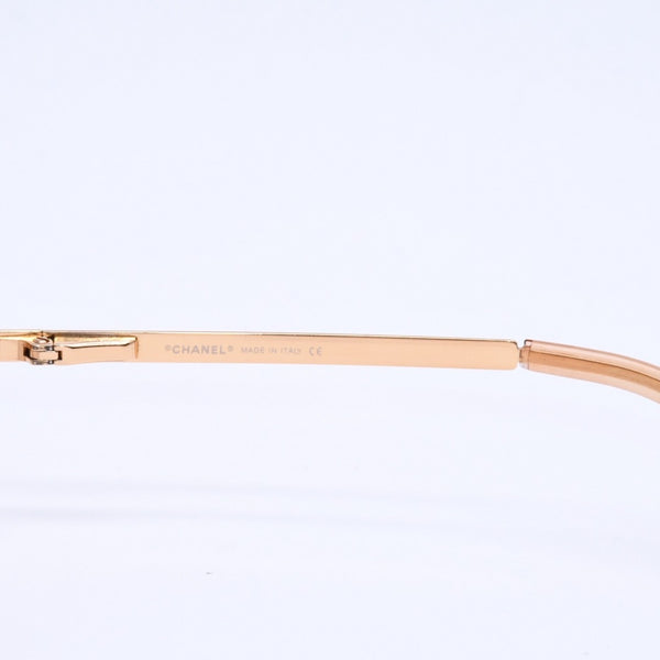 極美品 CHANEL シャネル ハーフリム サングラス アイウェア 4104-B c.125/8Z サイズ62□15 120 ココマーク ラインストーン 中古 4a004489