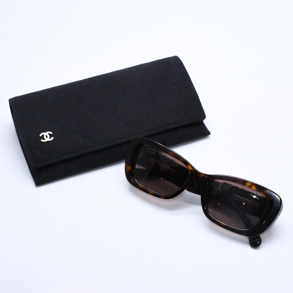 極美品 CHANEL シャネル リムレス サングラス アイウェア 5514-A c.714/S9 サイズ53□17 140 ココマーク ツイード 中古 4a004486