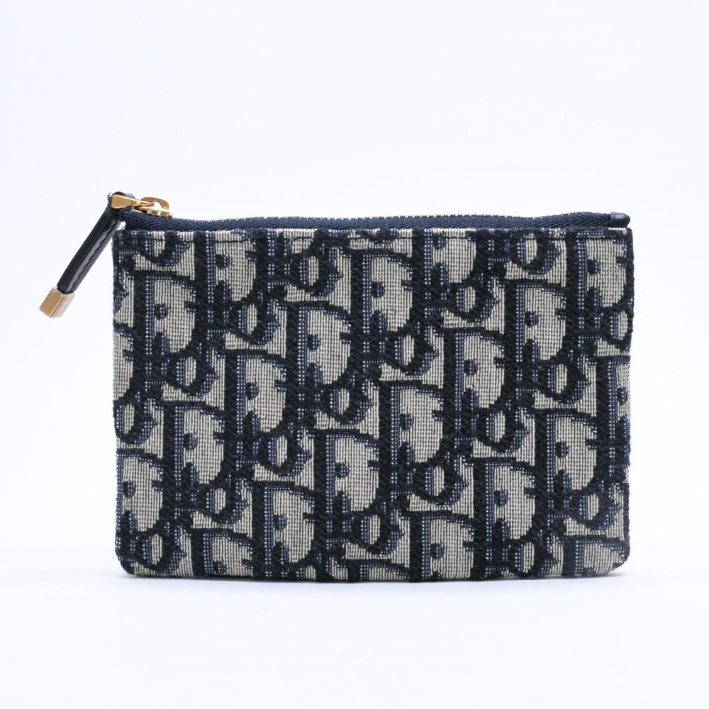 New and unused Christian Dior Christian Dior coin case coin purse 42-MA-0261 Oblique Jacquard Leather Navy Used 4a002766