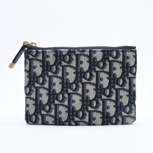 New and unused Christian Dior Christian Dior coin case coin purse 42-MA-0261 Oblique Jacquard Leather Navy Used 4a002766