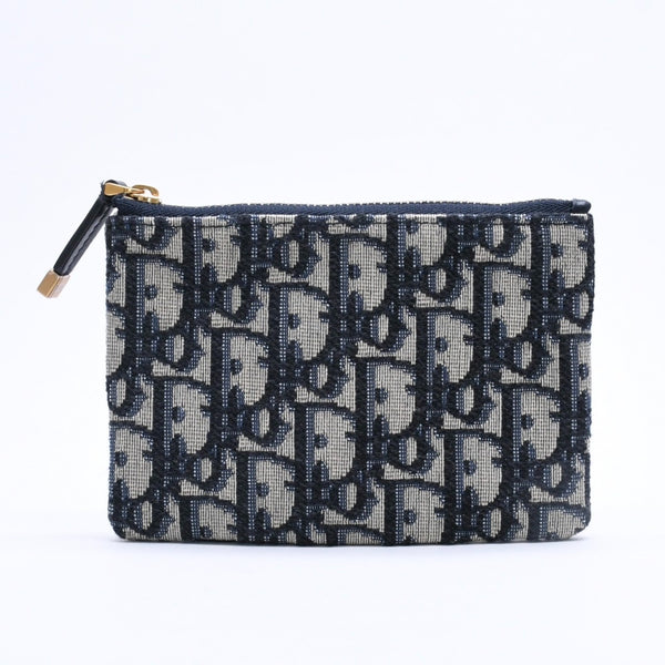 New and unused Christian Dior Christian Dior coin case coin purse 42-MA-0261 Oblique Jacquard Leather Navy Used 4a002766