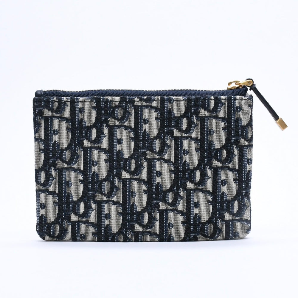 New and unused Christian Dior Christian Dior coin case coin purse 42-MA-0261 Oblique Jacquard Leather Navy Used 4a002766