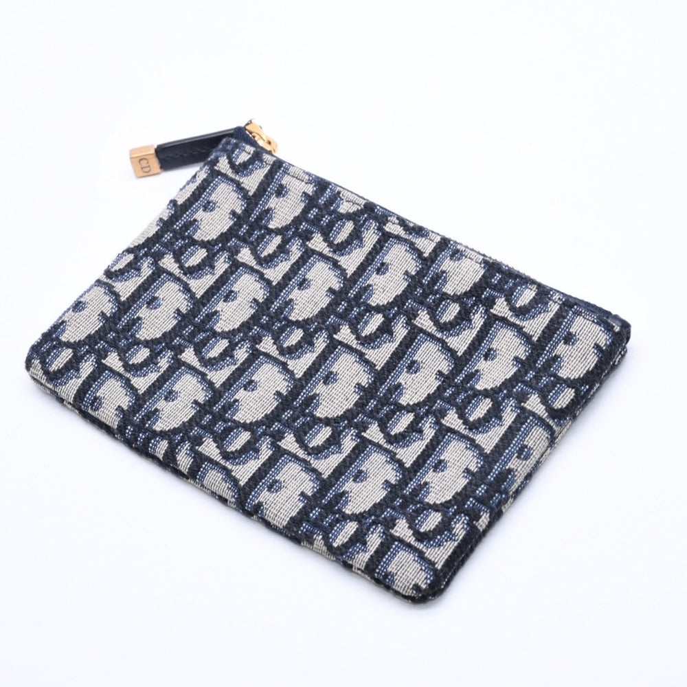 New and unused Christian Dior Christian Dior coin case coin purse 42-MA-0261 Oblique Jacquard Leather Navy Used 4a002766