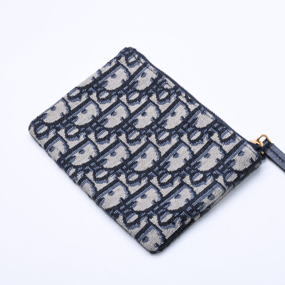 New and unused Christian Dior Christian Dior coin case coin purse 42-MA-0261 Oblique Jacquard Leather Navy Used 4a002766